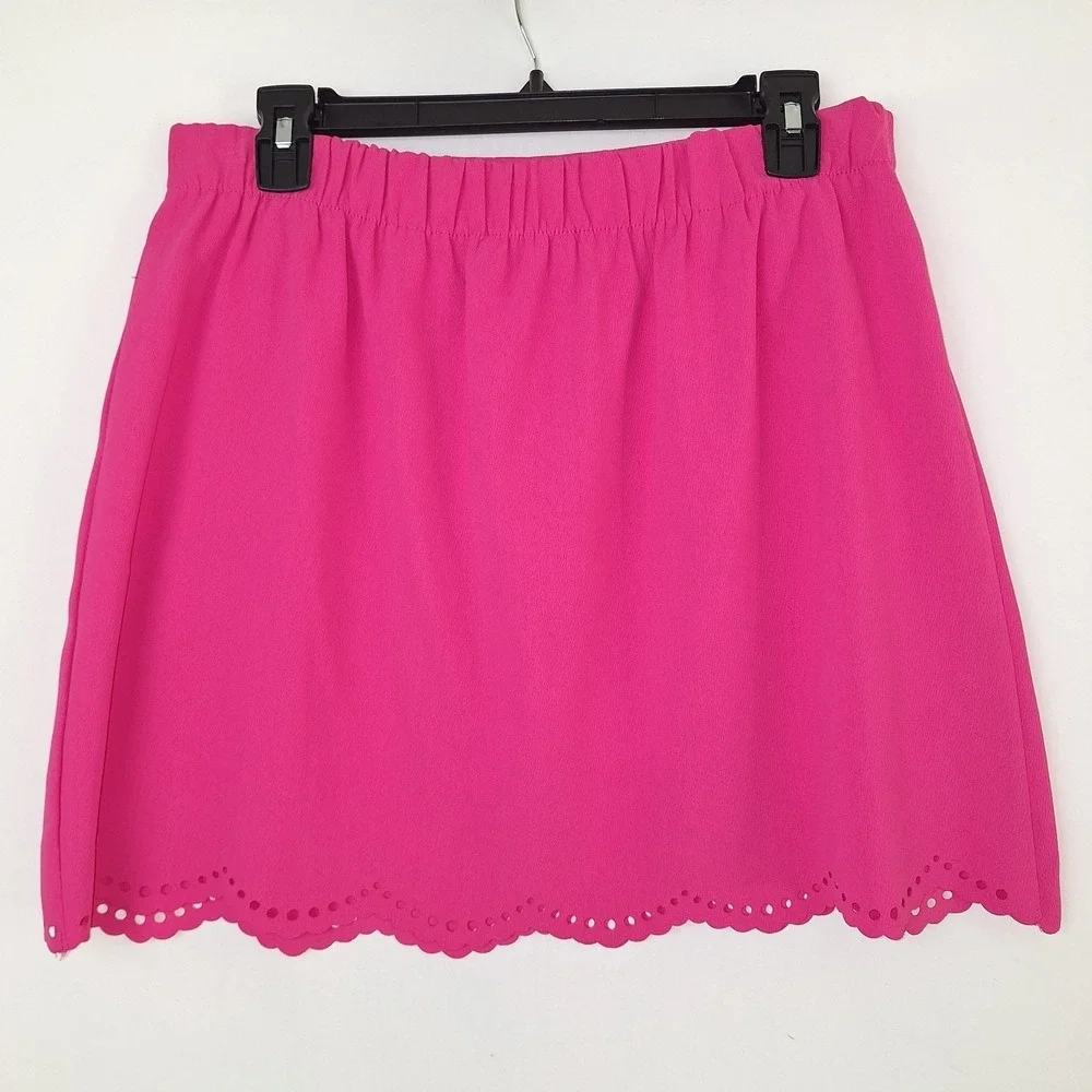 Preppy Coconut Girl Summer Barbiecore Scalloped Hem Everly M Hot Pink Mini Skirt